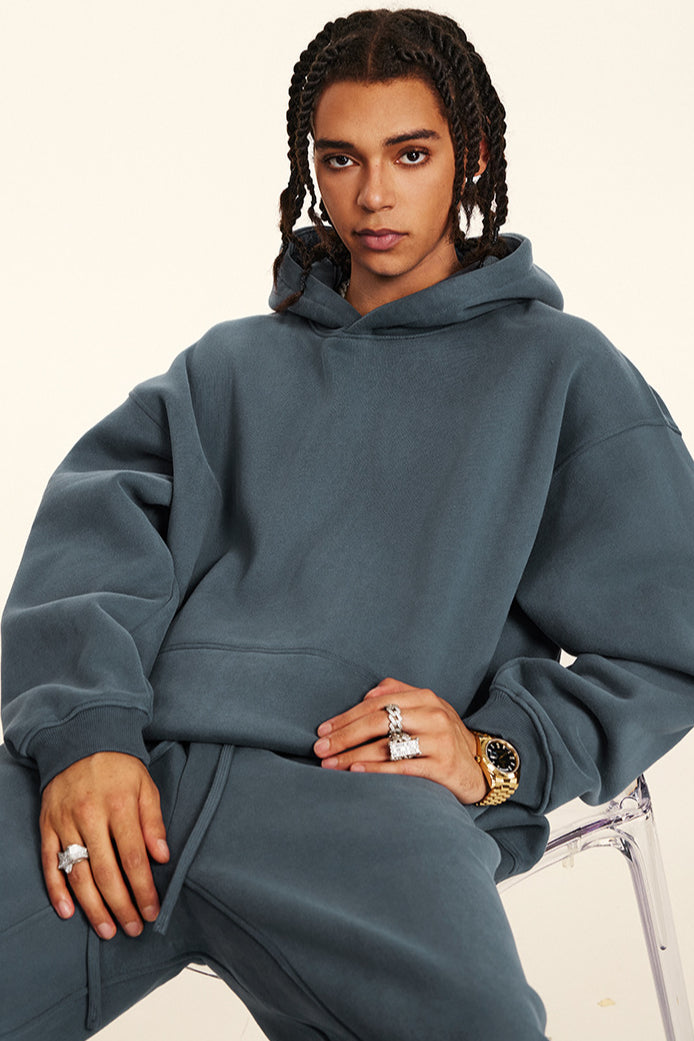 Haze Blue Oversized Pullover Hoodie