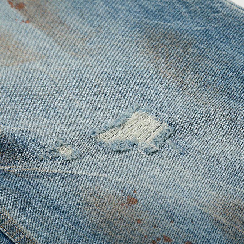 Blue Fragmented Horizon Relaxed Denim