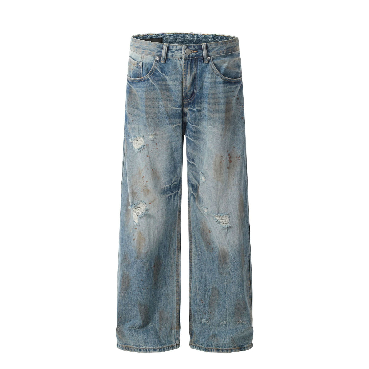 Blue Fragmented Horizon Relaxed Denim