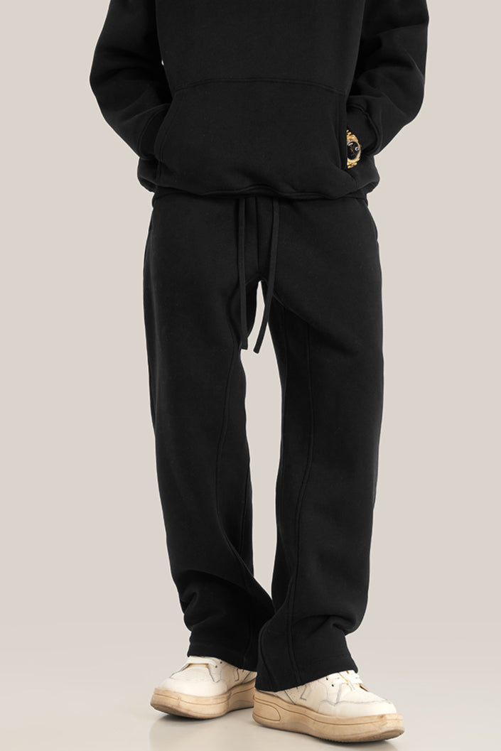 Midnight Black Velvet Sweatpants