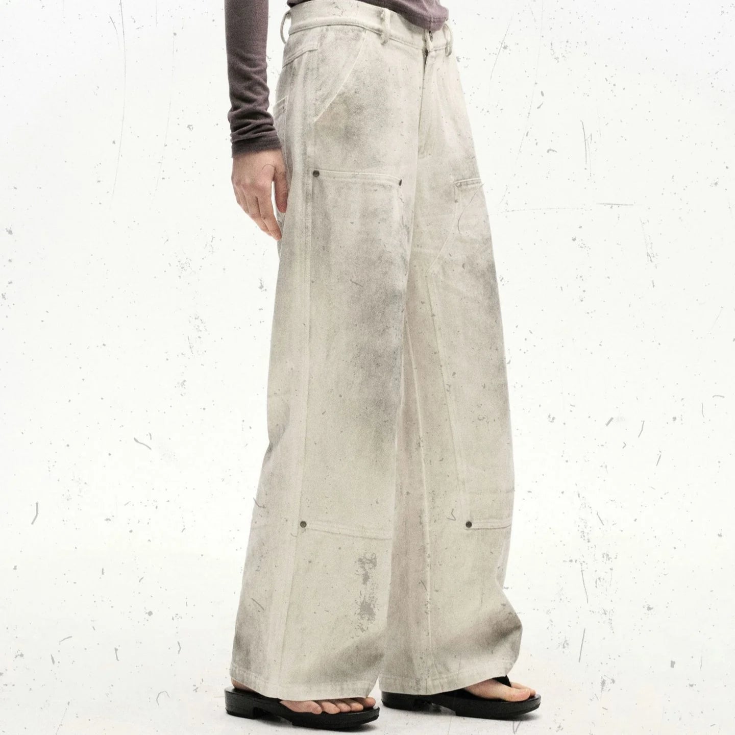 White Monochrome Veil Utility Jeans