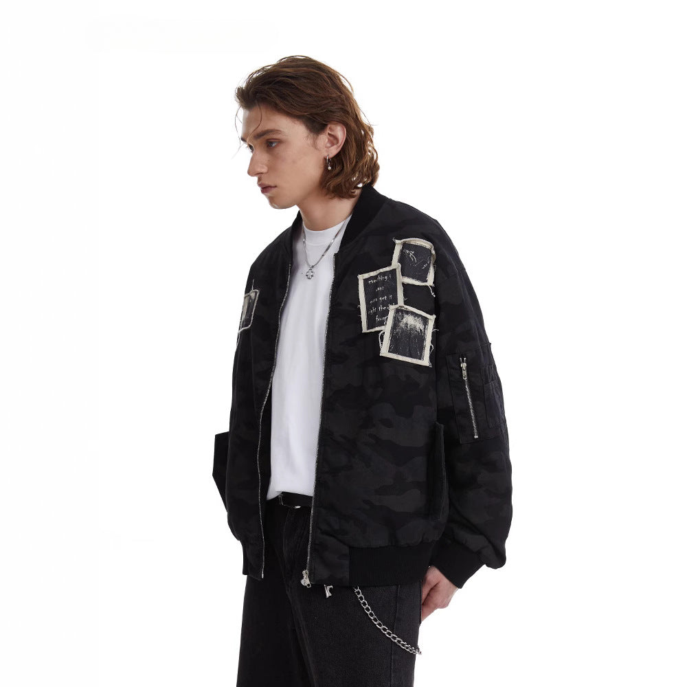 Black Monochrome Reverie Artisan Bomber