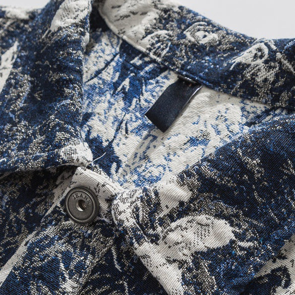 Indigo Frost Splatter Denim Jacket