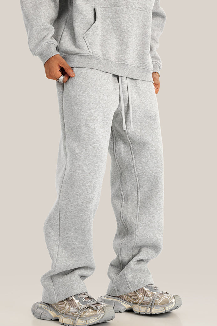 Steel Grey Velvet Sweatpants