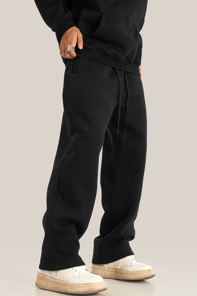 Midnight Black Velvet Sweatpants