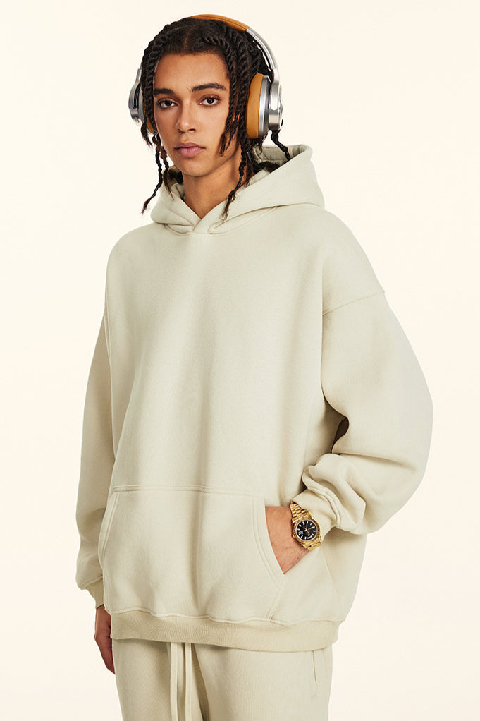 Beige Oversized Pullover Hoodie