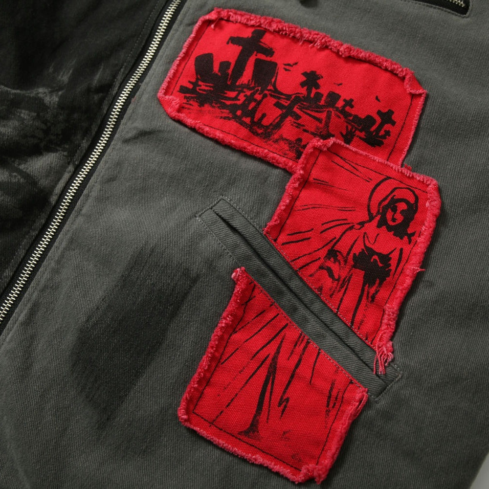 Dark Gray Crimson Shade Collage Jacket