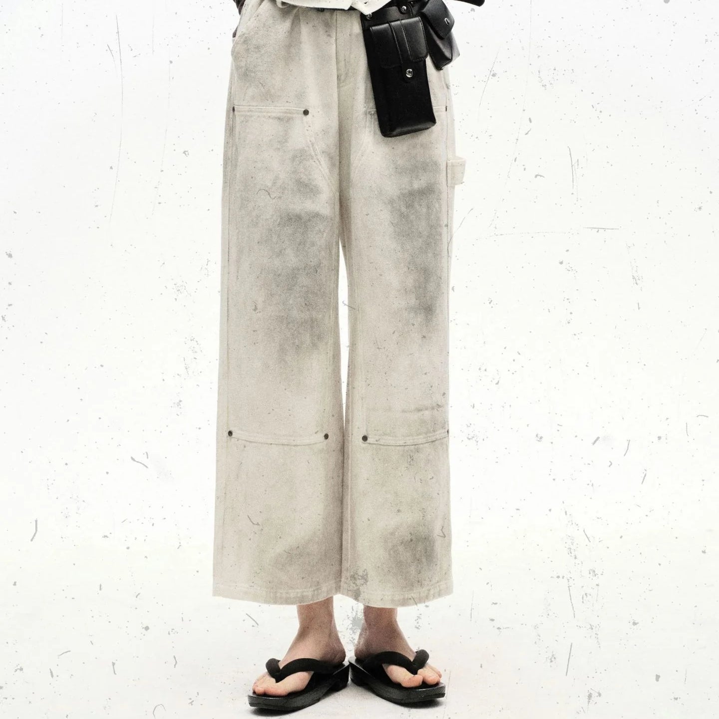 White Monochrome Veil Utility Jeans