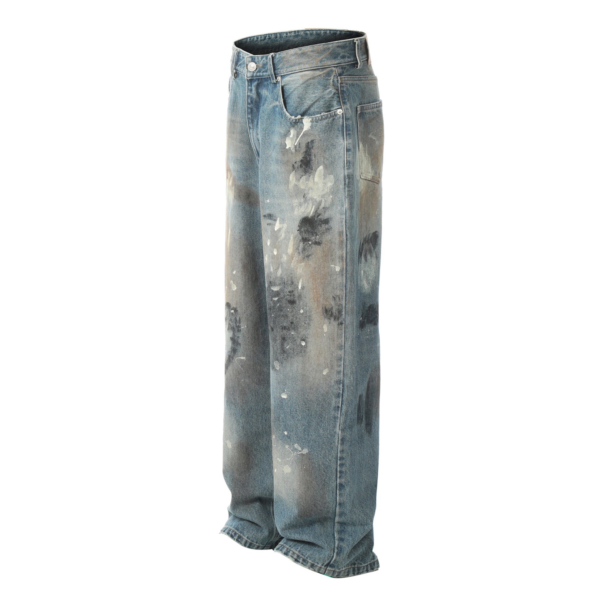 Blue Abstract Splatter Denim