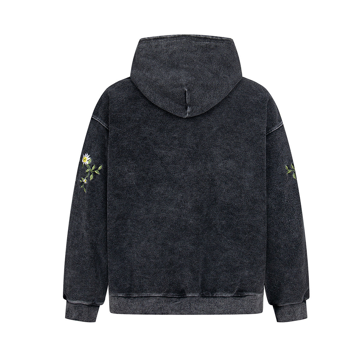 Black Midnight Bloom Embroidered Hoodie