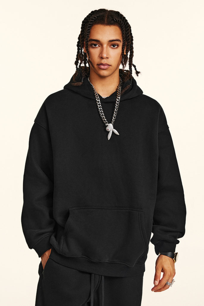 Midnight Black Oversized Pullover Hoodie