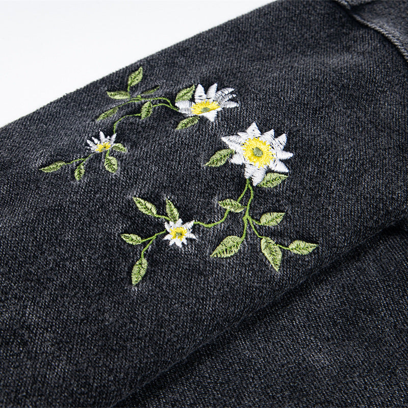 Black Midnight Bloom Embroidered Hoodie