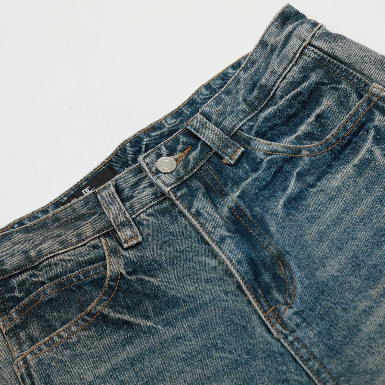 Blue Ecliptic Wave Sculpted Denim