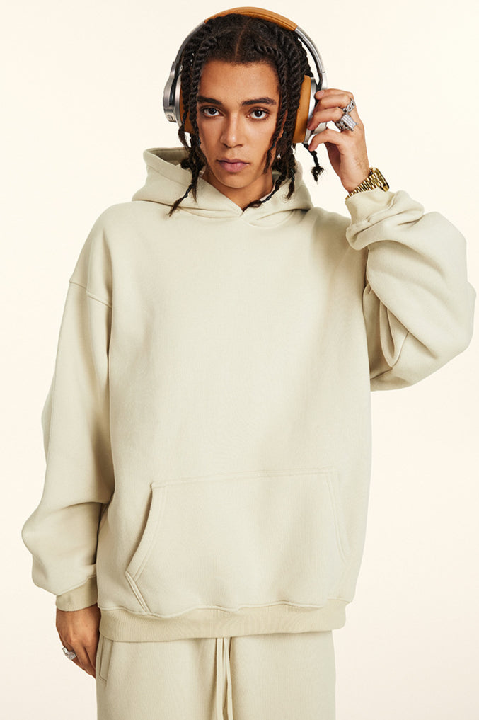 Beige Oversized Pullover Hoodie